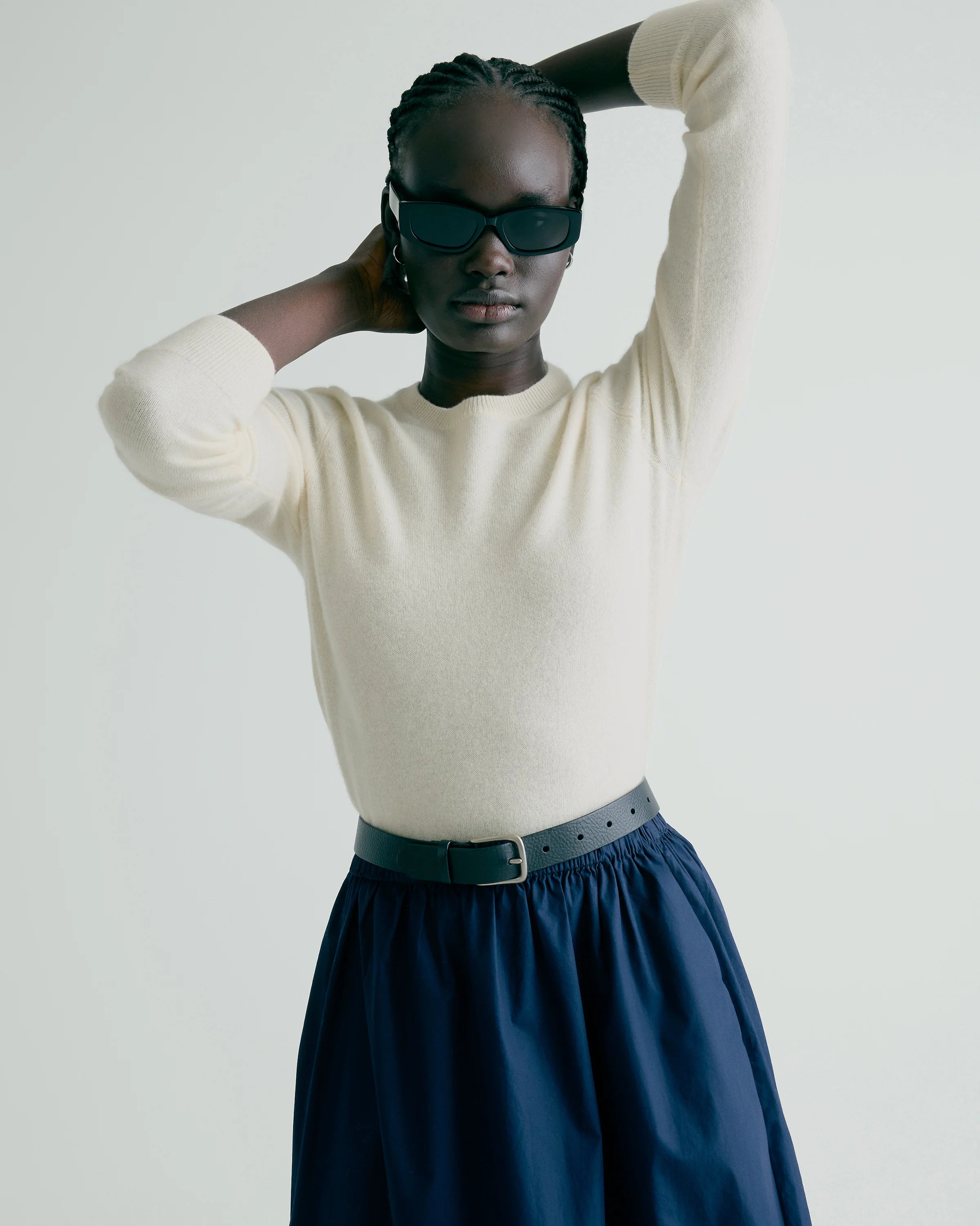 Mongolian Cashmere Crewneck Sweater - XS / Ivory Secondary image