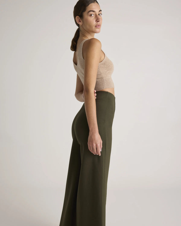 Ultra-Stretch Ponte Super Wide Leg Ankle Pants - XS / Olive