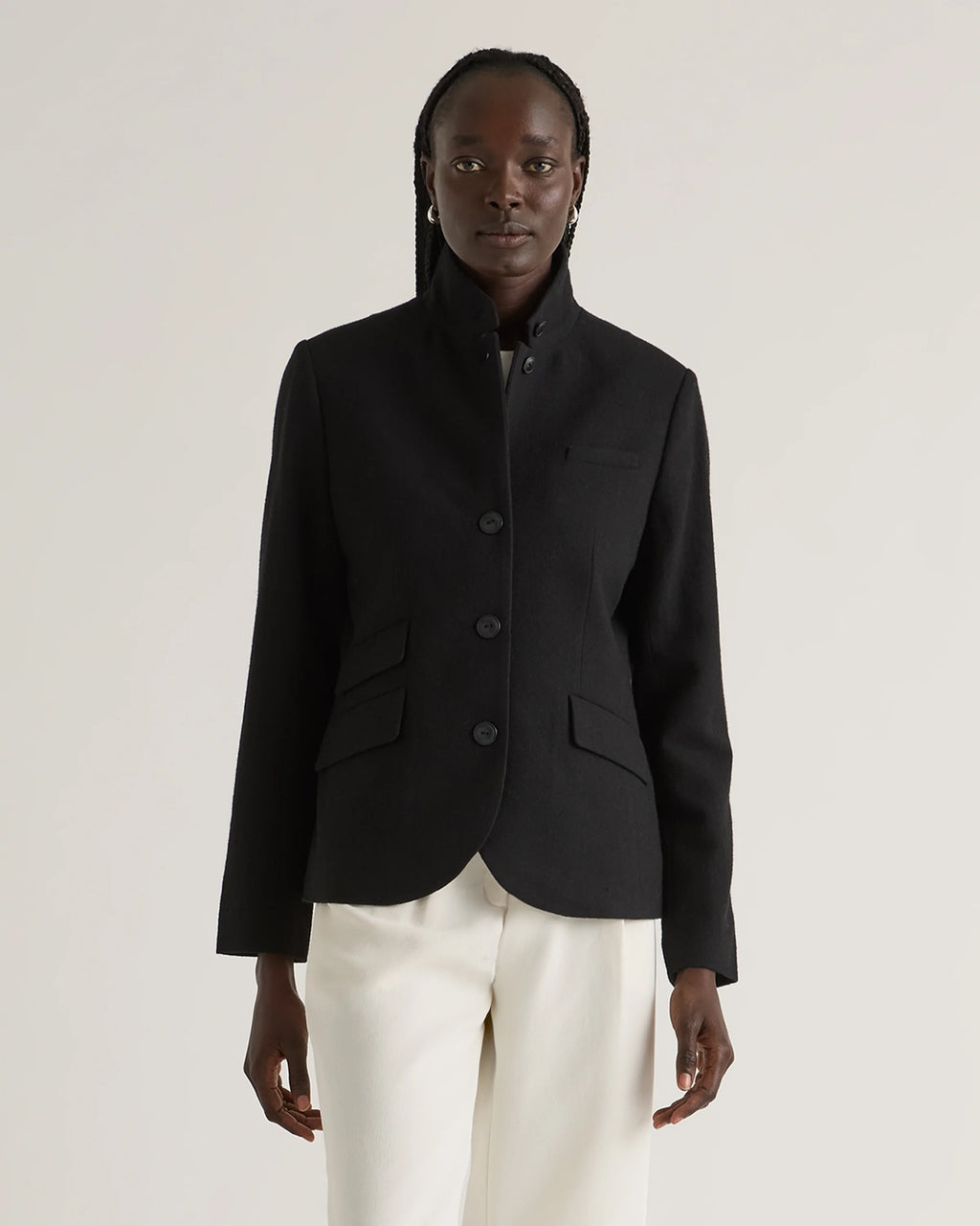 Italian Wool Stand Collar Blazer - XS / Warm Camel