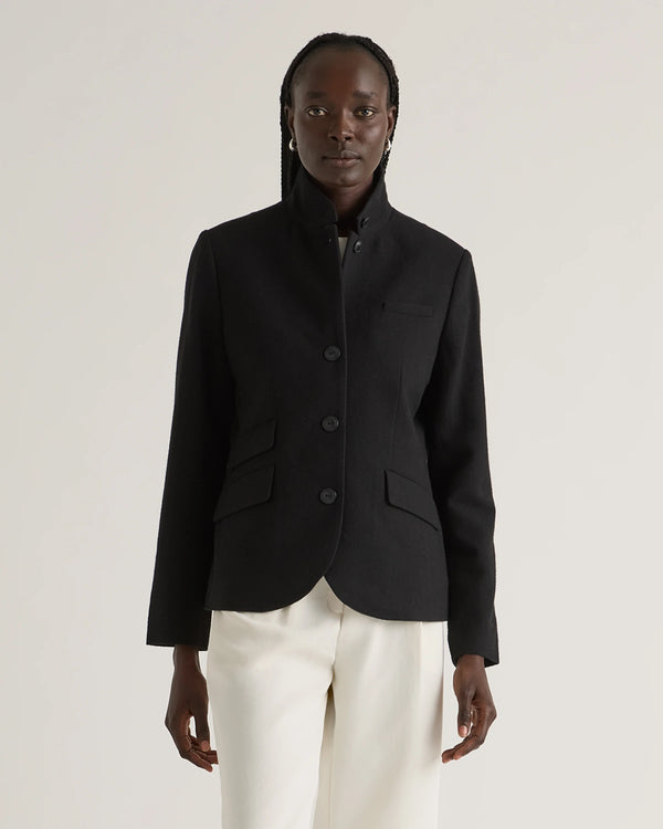 Italian Wool Stand Collar Blazer - XS / Warm Camel