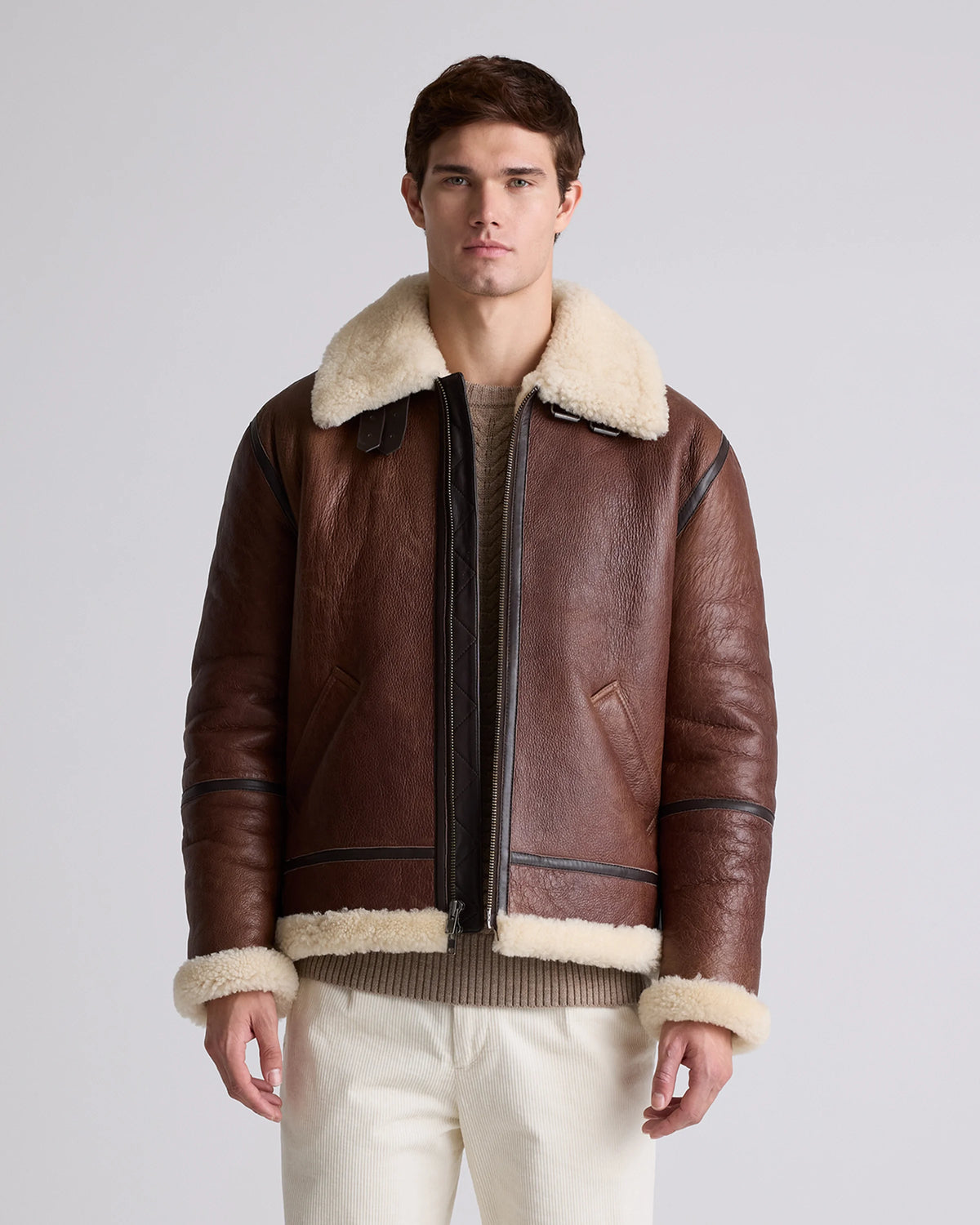 100% Shearling Bomber Jacket - S / Dark Brown Main image