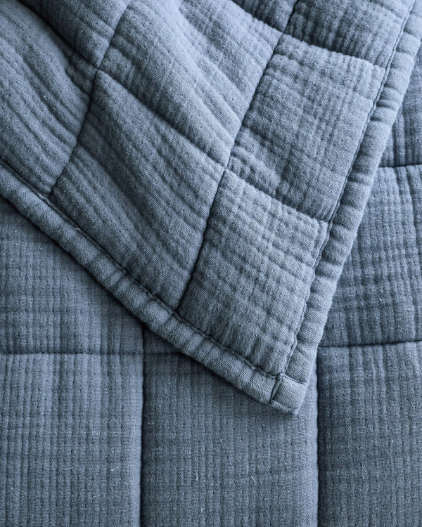 Organic Cotton Gauze Box Quilt Sham Set - Standard / Mineral