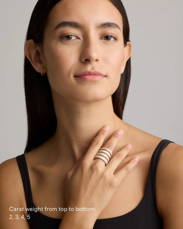 Lab Grown Diamond Emerald Eternity Band - 5 / Yellow Gold