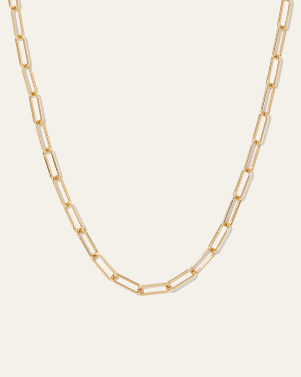14K Gold Paperclip Chain Necklace - 2.7mm - 16" / Yellow Gold