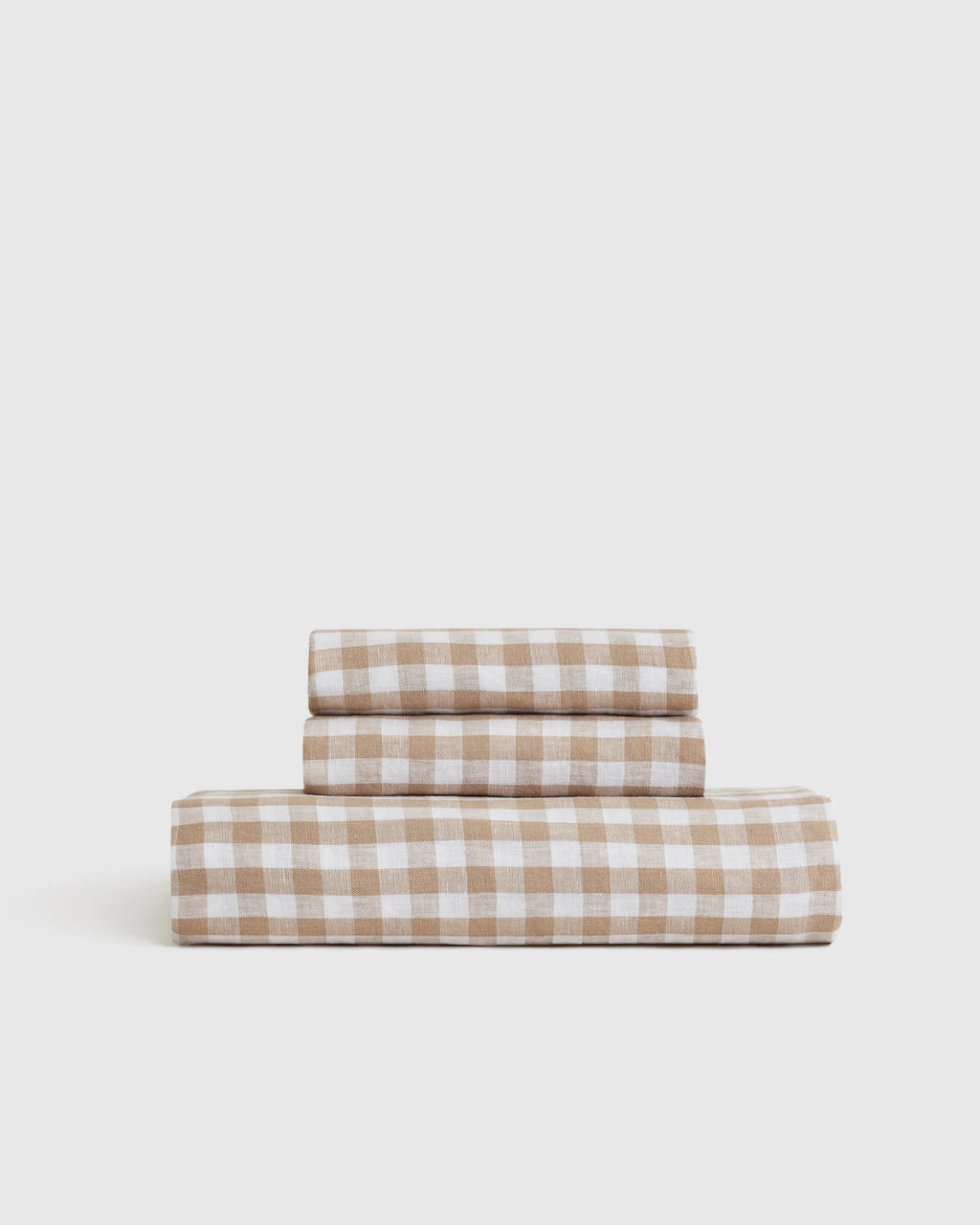 European Linen Gingham Fitted Sheet Set - Twin / Blue Fog