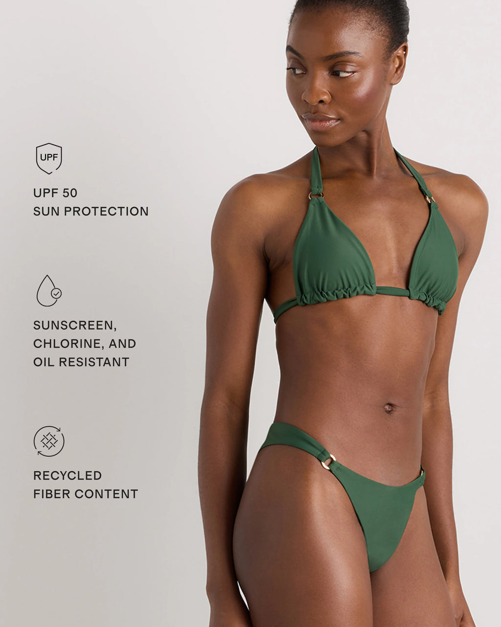 Italian Full Coverage Ring Triangle Bikini Top - XS / Palm