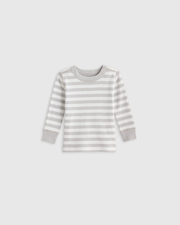 100% Organic Cotton Long Sleeve and Pant Pajama Set - 12-18M / Navy Stripe