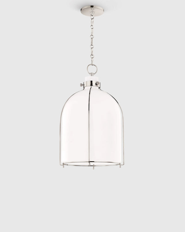 Iron and Opal Glass Bell Pendant Light - One Size / Brass