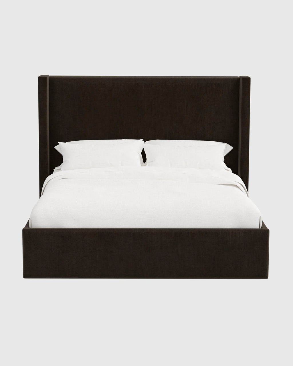 Wingback Bed in Performance Velvet - Full / Walnut