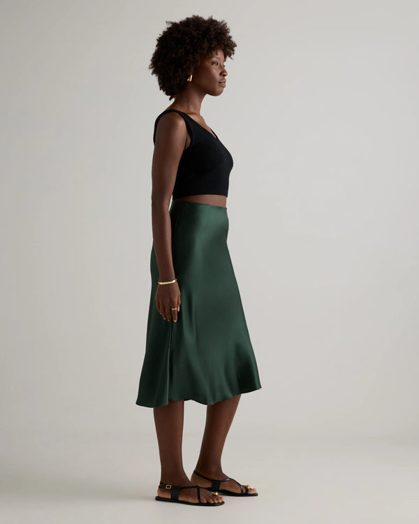 100% Washable Silk Skirt - XS / Champagne