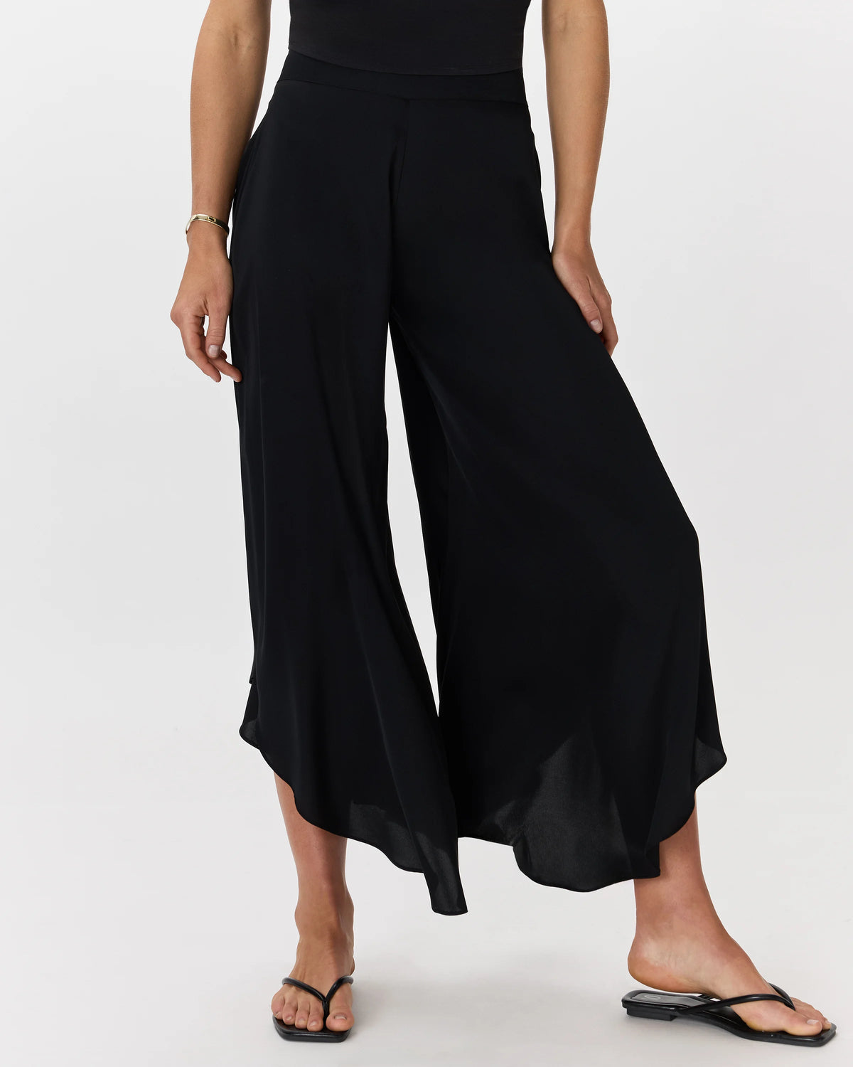 Washable Stretch Silk Palazzo Pants - XS / Black Main image