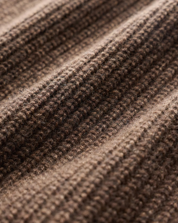 Mongolian Cashmere Fisherman Full Zip Sweater - S / Teak