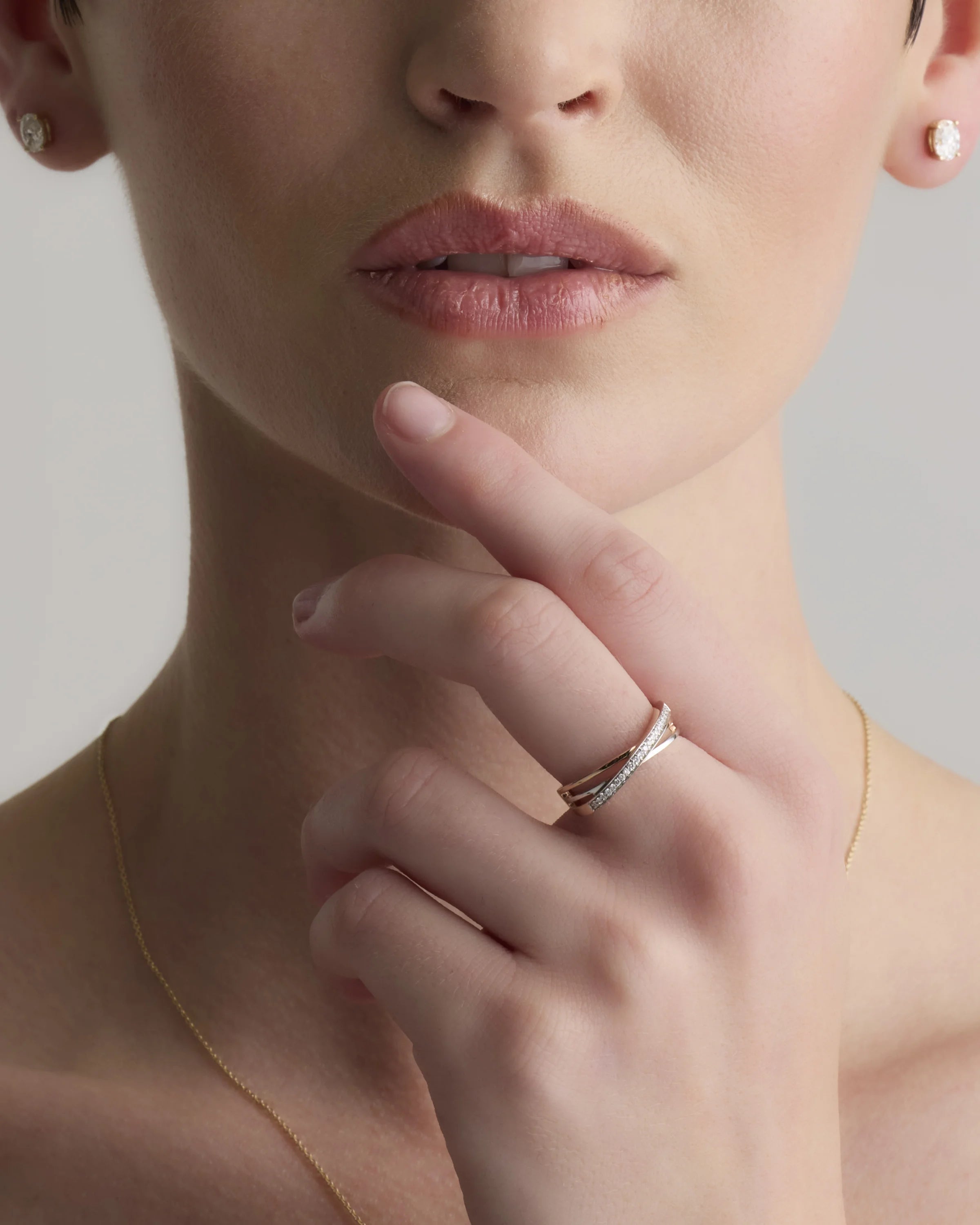 14K Gold Diamond Orbit Ring - 4 / Rose Gold Secondary image