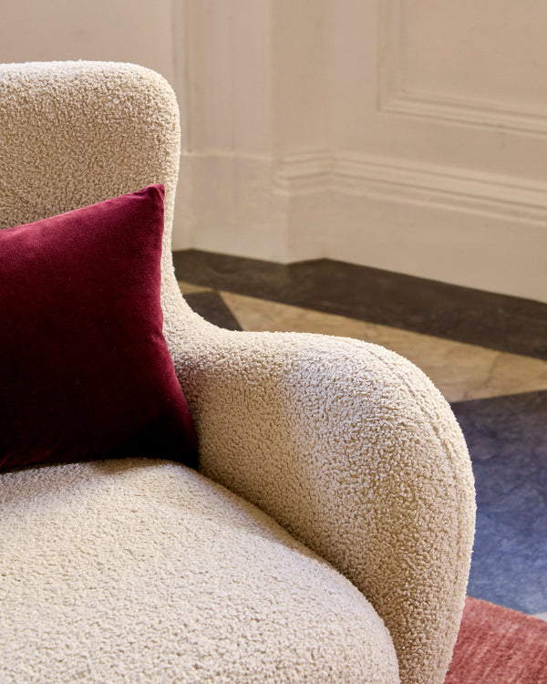 Teddy Boucle Petite Wingback Accent Chair - One Size / Oatmeal