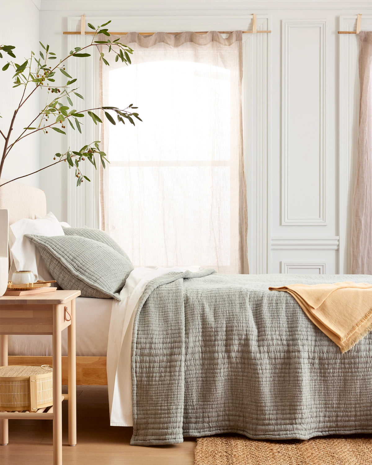 Organic Cotton Channel Stitch Coverlet Set - Twin / Coral Pink