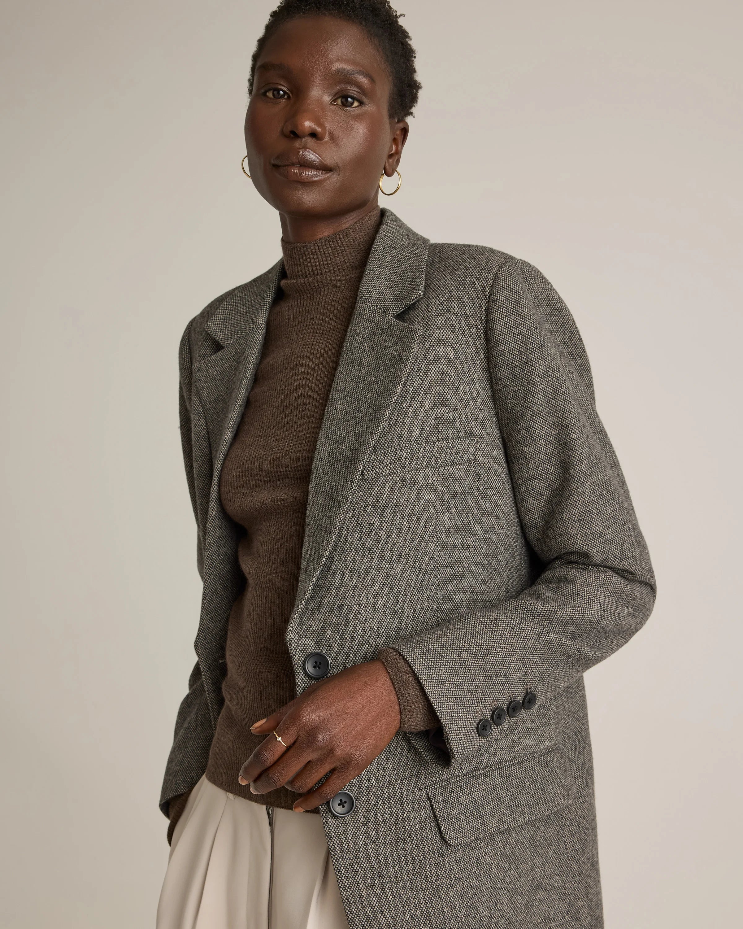 Italian Wool Oversized Blazer - XS / Textured Brown Secondary image