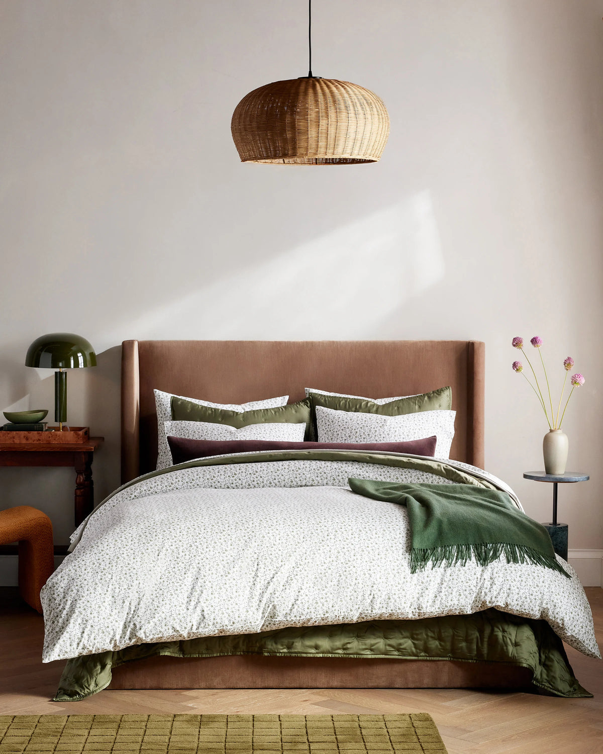 Organic Crisp Percale Floral Sham Set - Standard / Toffee Florette