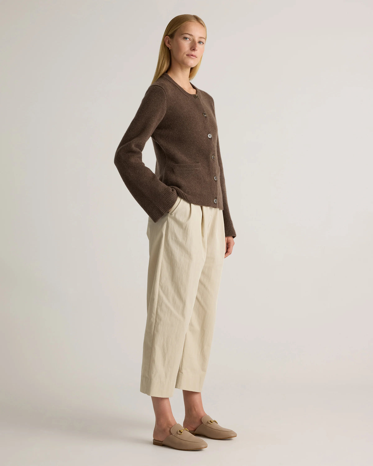 Mongolian Cashmere Structured Cardigan - XS / Oatmeal