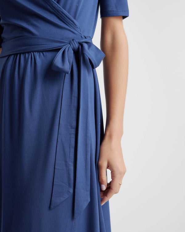 Tencel Jersey Midi Wrap Dress - XS / Brown