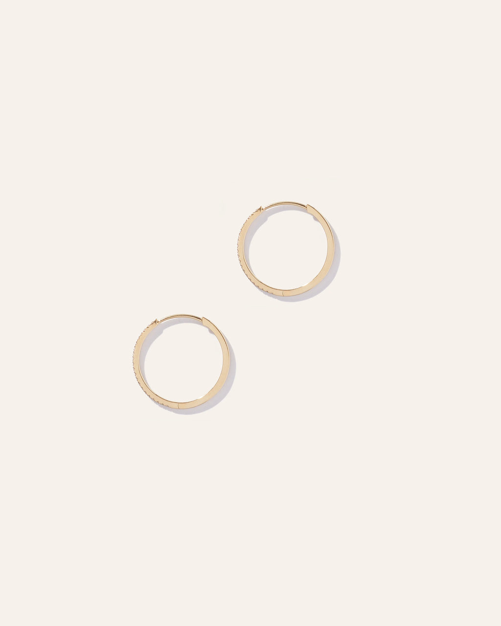 14K Gold Diamond Pave Hoops - One Size / Yellow Gold