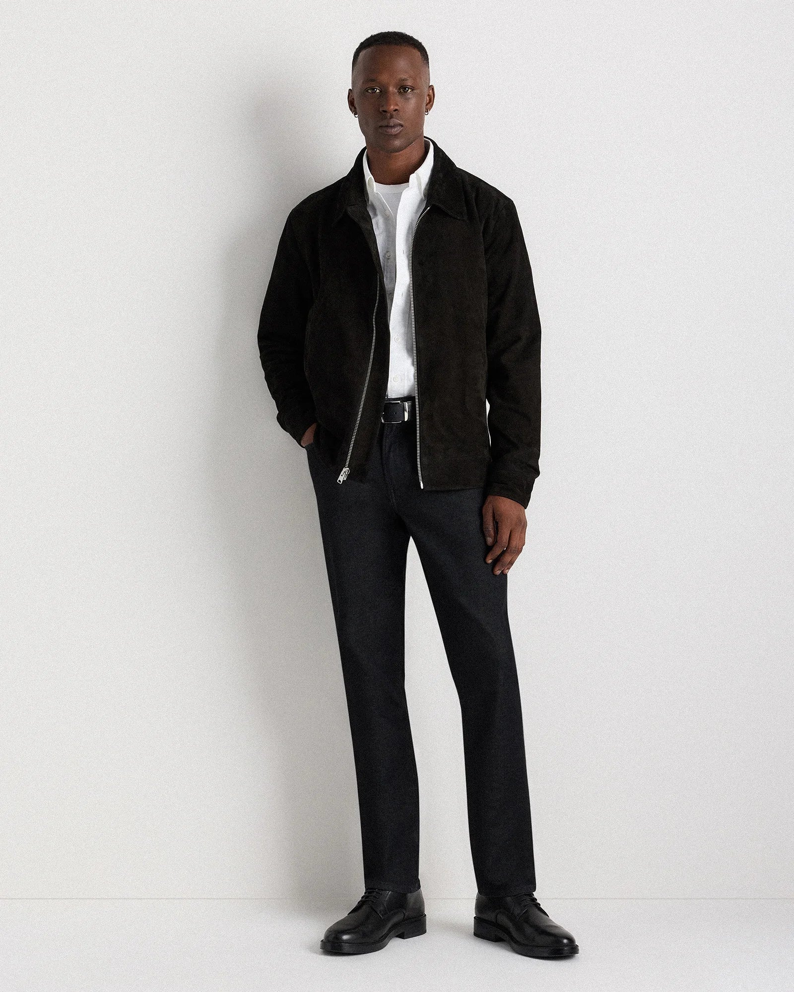 100% Suede Harrington Jacket - S / True Black Secondary image