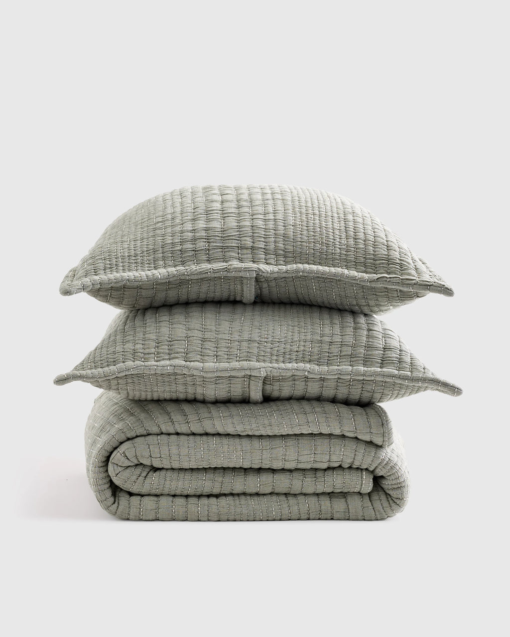 Organic Cotton Channel Stitch Coverlet Set - Twin / Coral Pink