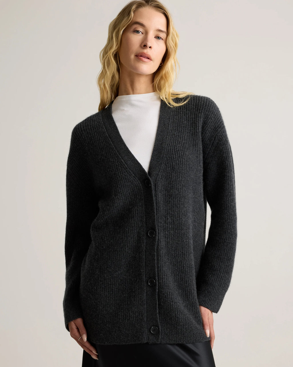 Mongolian Cashmere Oversized Boyfriend Cardigan Sweater - XS / Brown