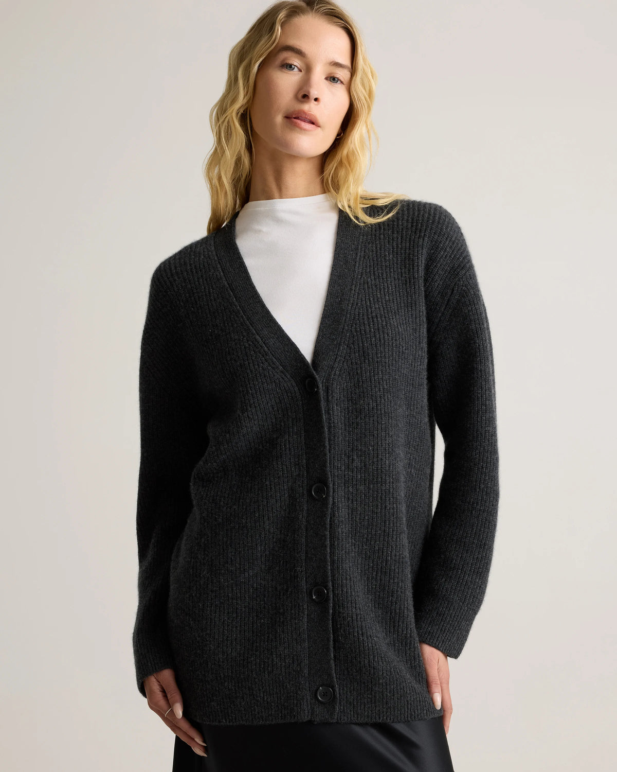Mongolian Cashmere Oversized Boyfriend Cardigan Sweater - XS / Brown