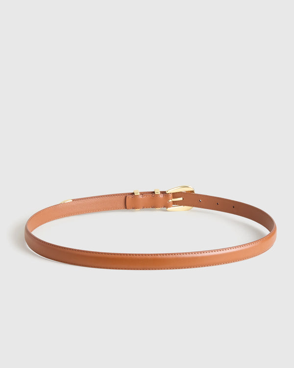 Lola European Leather Western Skinny Belt - XS / Black/Gold