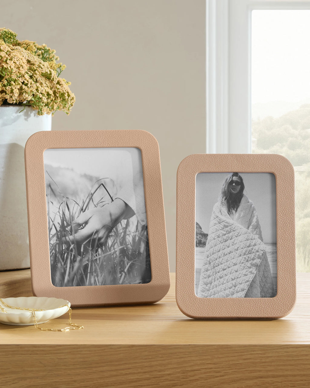 Shagreen Leather Picture Frames - 4x6 photo / Blush