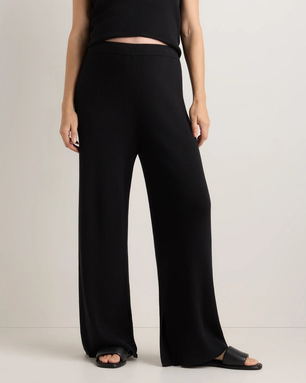 Cotton Cashmere Maternity Wide Leg Pants - XS / Heather Charcoal