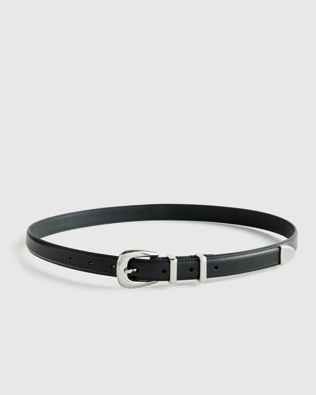 Lola European Leather Western Skinny Belt - XS / Black/Gold