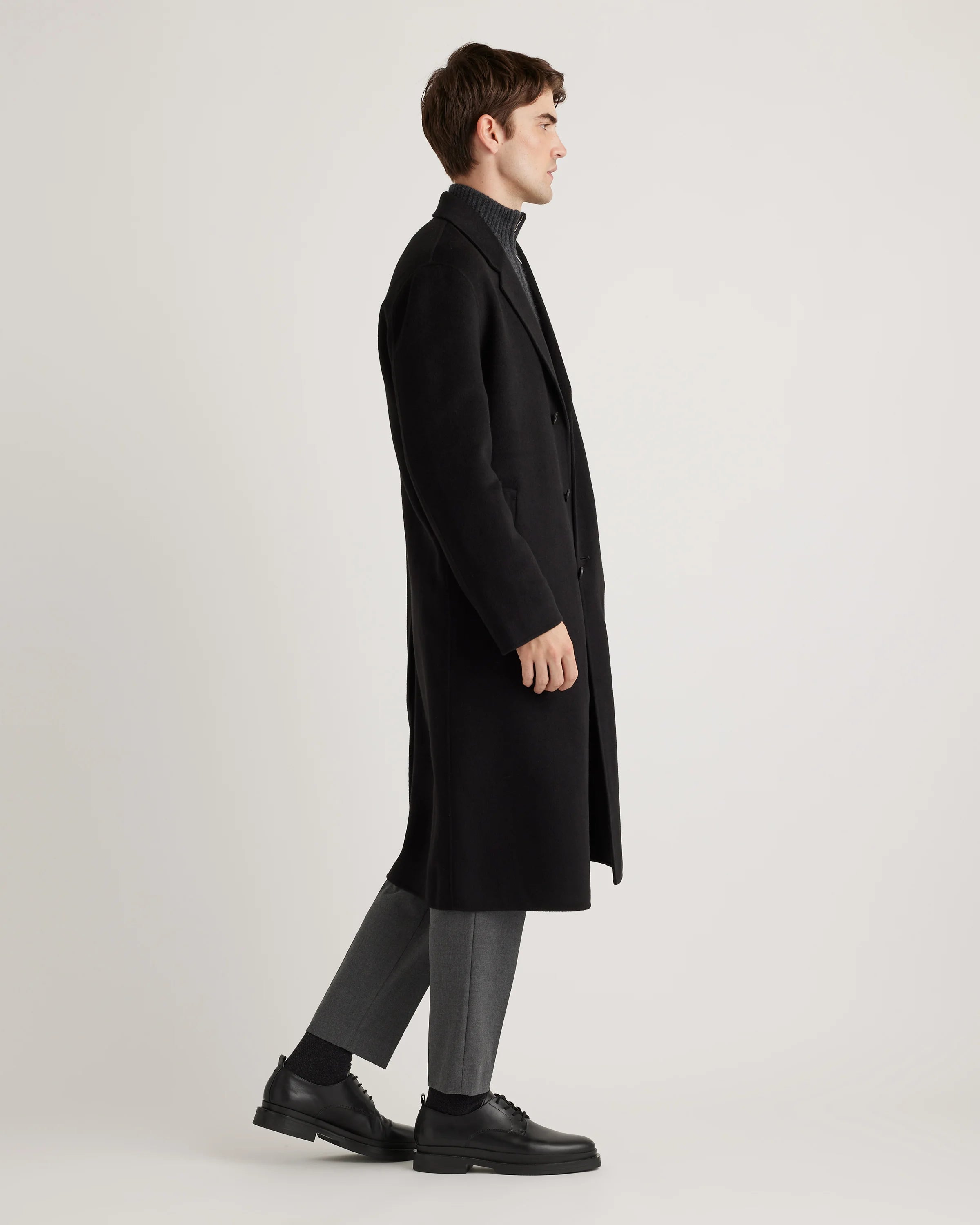 100% Mongolian Cashmere Double-Faced Overcoat - S / Black Secondary image