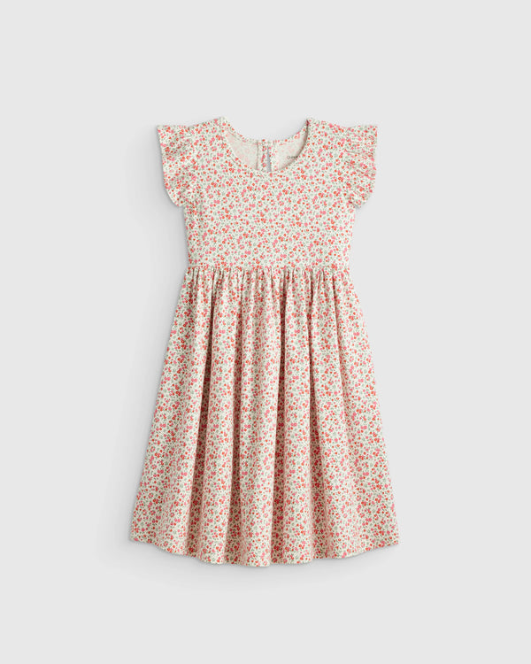 Organic Cotton Sleeveless Ruffle Dress - 2T / Aqua Daisy