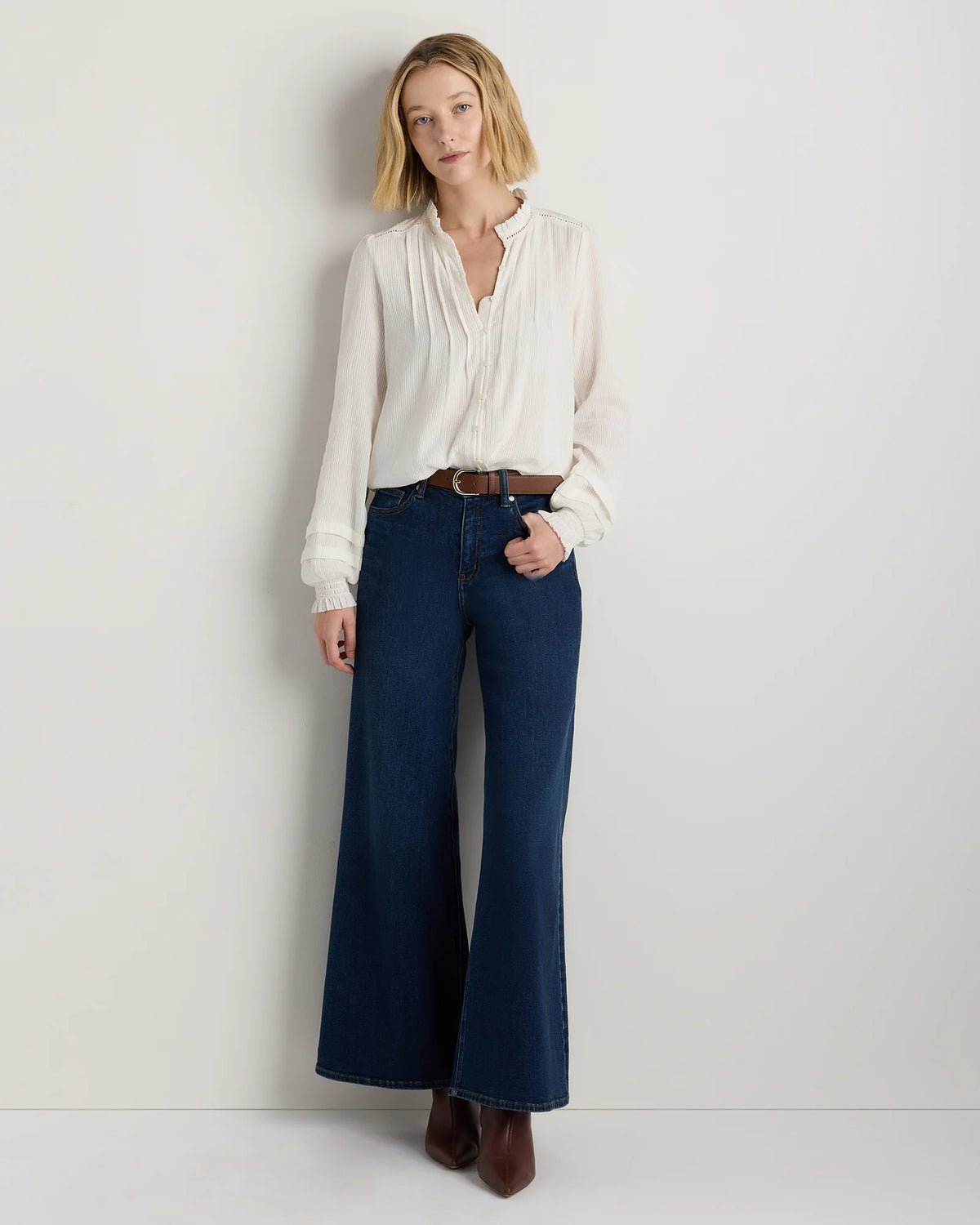 Organic Textured Cotton Peasant Blouse - XS / Pale Custard Yellow