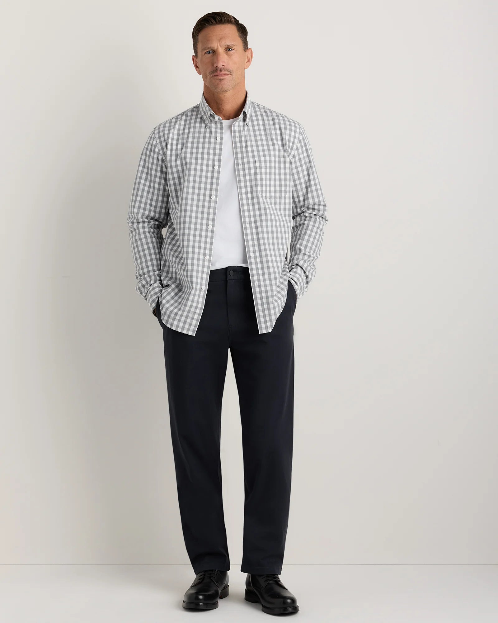 Organic Cotton Stretch Poplin Shirt - S / Grey Gingham Secondary image