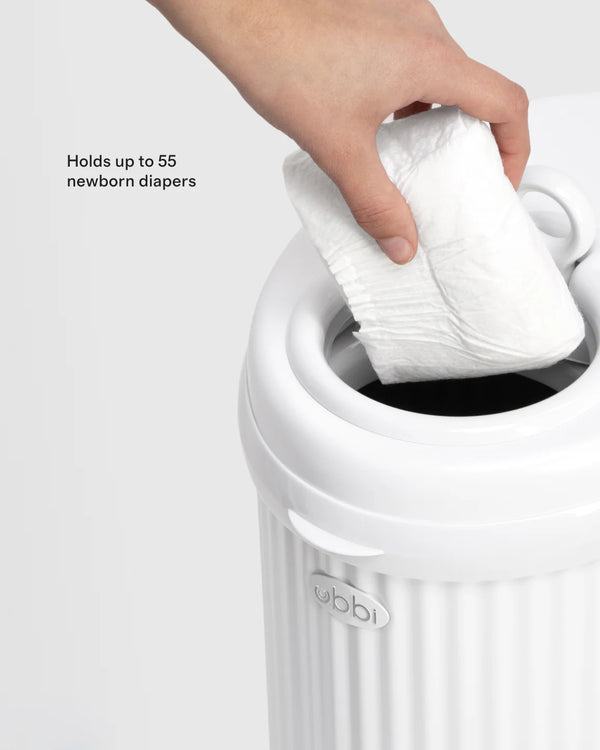 Ubbi Fluted Stainless Steel Diaper Pail - One Size / Matte White Fluted