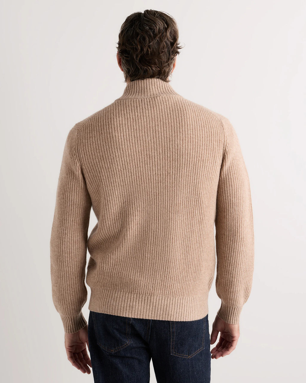 Mongolian Cashmere Fisherman Full Zip Sweater - S / Teak