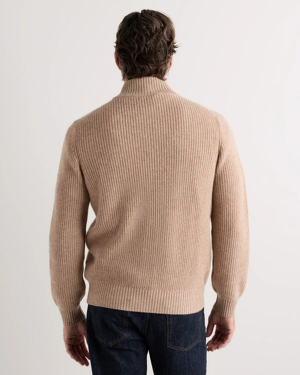 Mongolian Cashmere Fisherman Full Zip Sweater - S / Teak