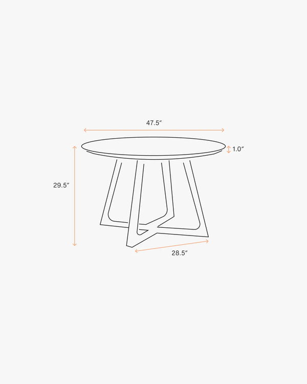 Solid Wood Midcentury Round Dining Table - One Size / Brown Walnut