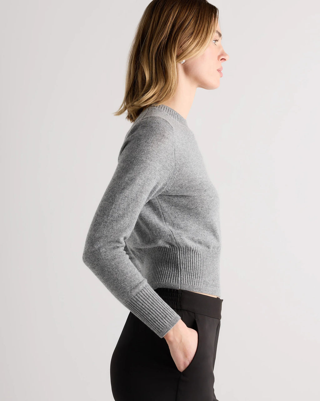 Mongolian Cashmere Shrunken Crewneck Sweater - XS / Ivory