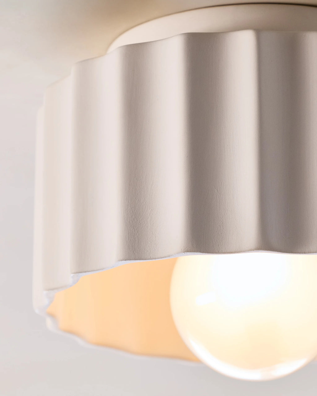 Scalloped Ceramic Flush Mount / Sconce - 8" / Natural