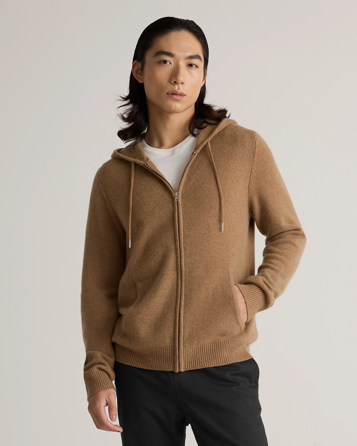 Mongolian Cashmere Full-Zip Hoodie - S / Teak