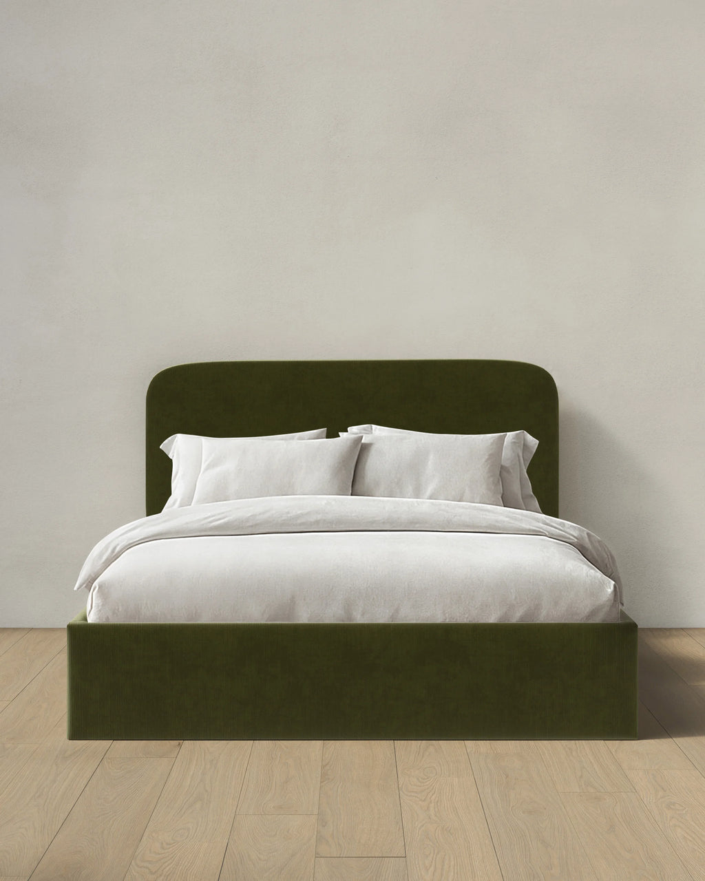Curved Bed in Performance Velvet - Full / Walnut