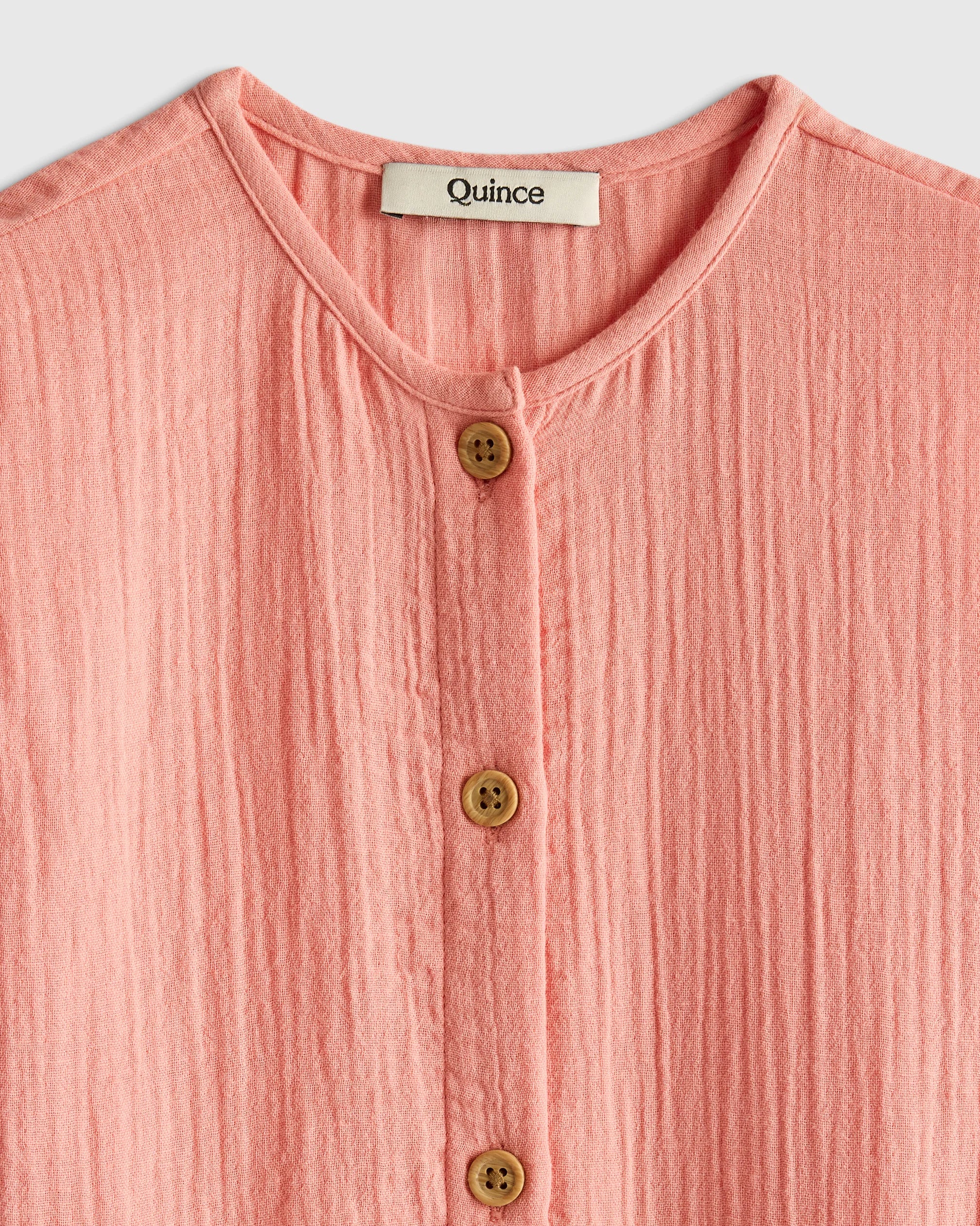 Organic Cotton Gauze Romper - 0-3M / Coral Blush Secondary image
