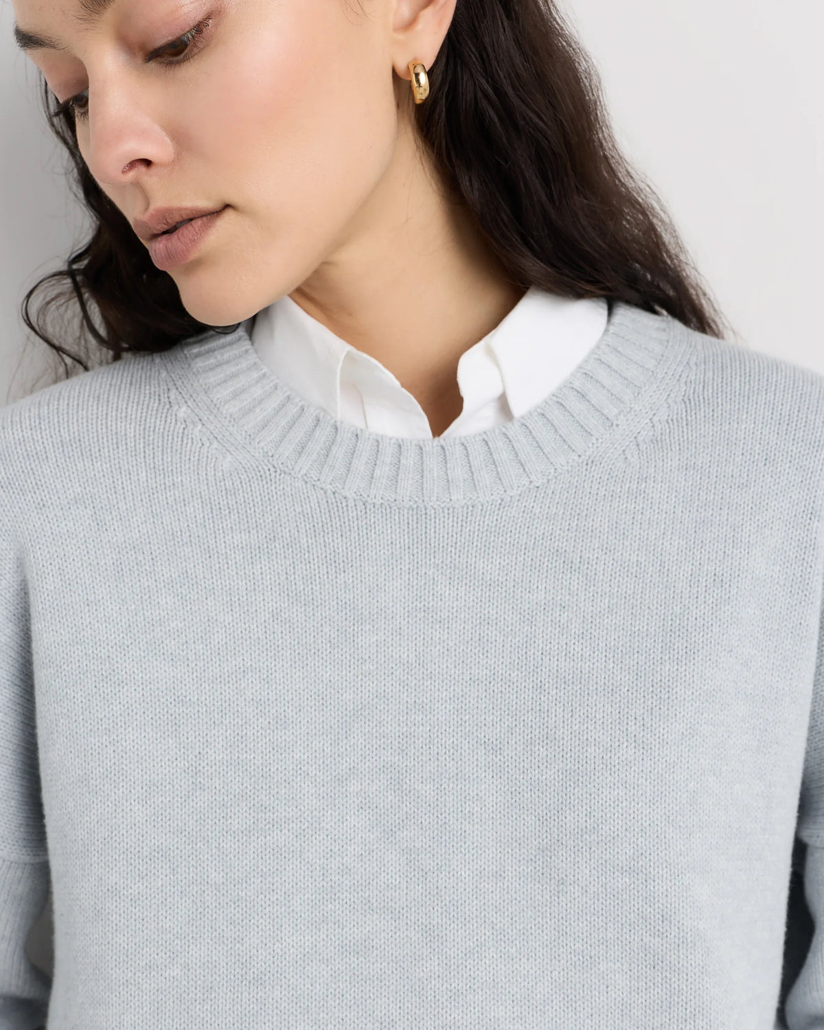 100% Organic Cotton Boyfriend Crew Sweater - XS / Speckled Beige