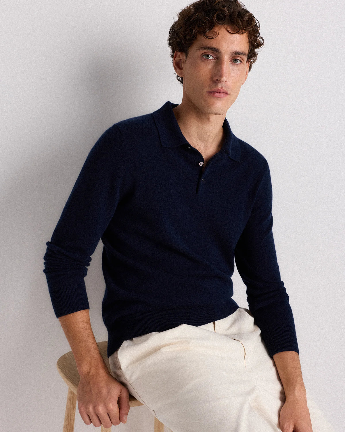 Mongolian Cashmere Polo Sweater - S / True Navy