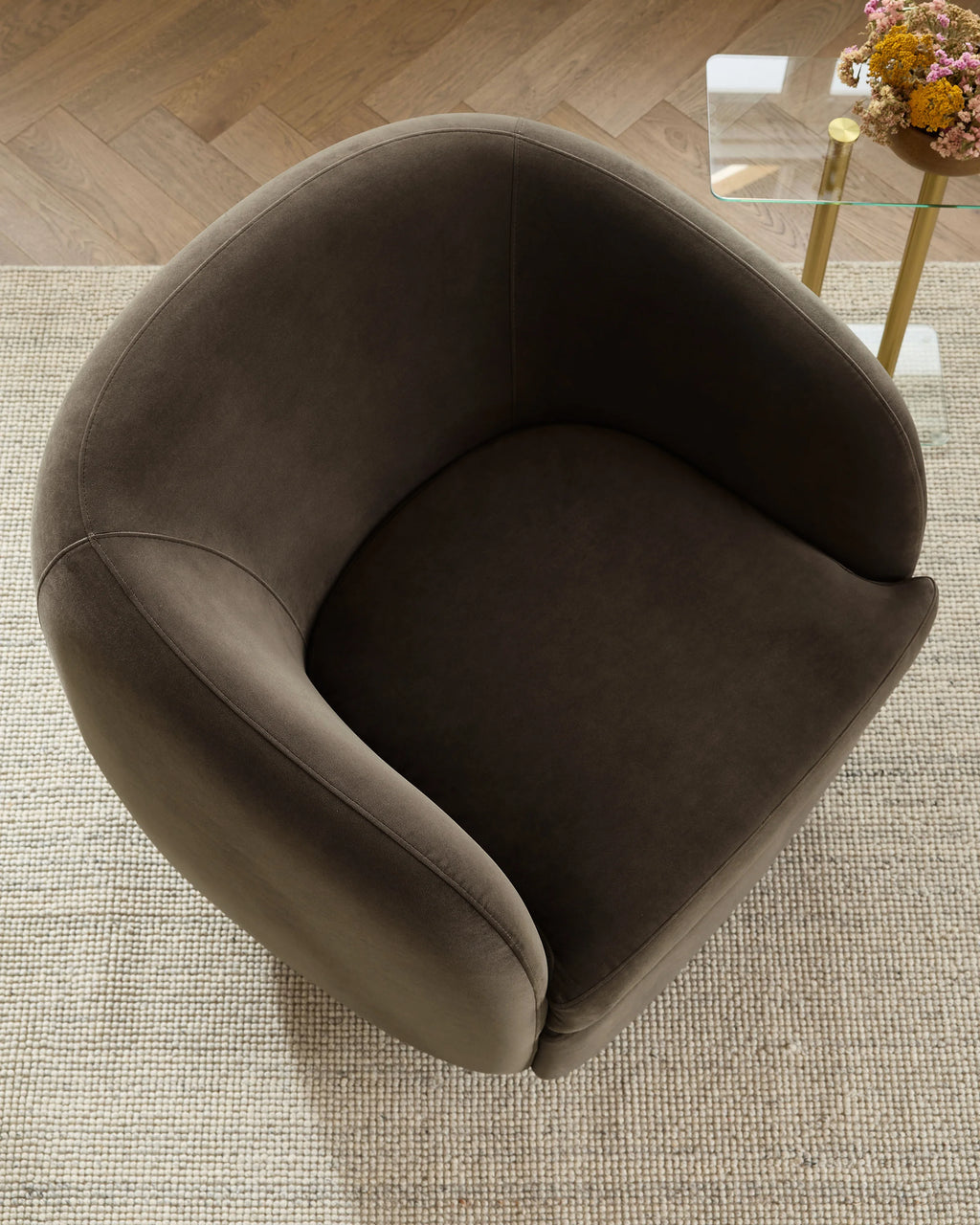 Performance Velvet Swivel Chair - One Size / Performance Velvet Taupe
