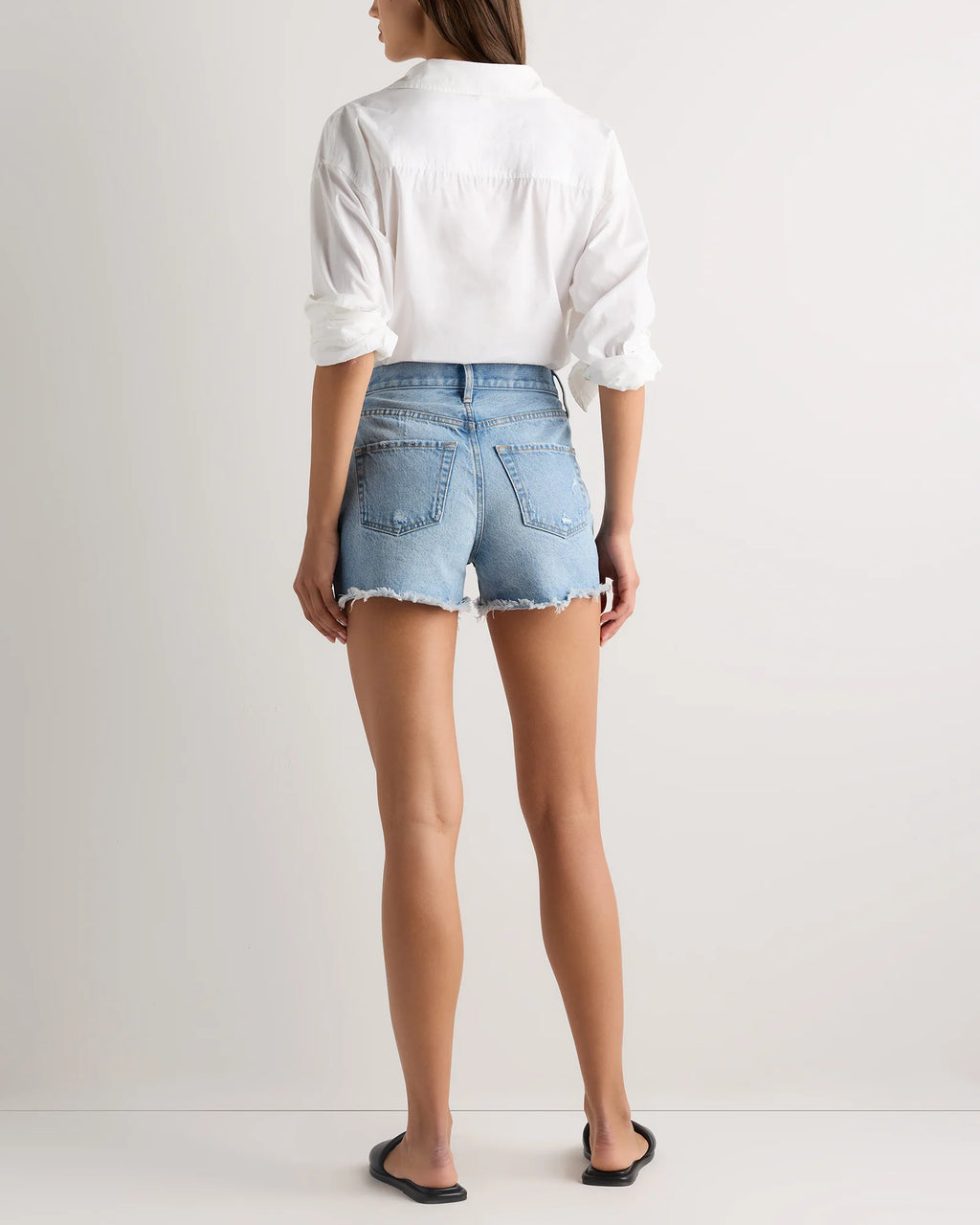 Bella Rigid Cut Off Shorts - 24 / Powder Blue Distressed Fray