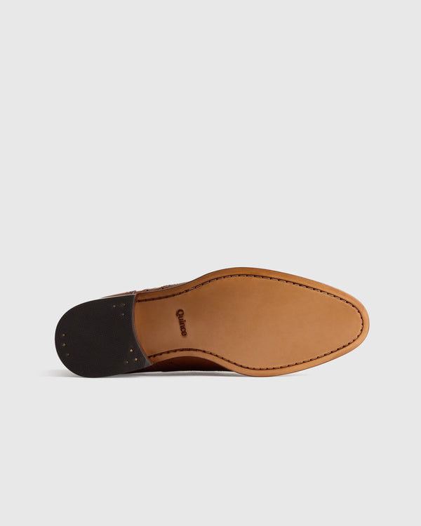 Italian Leather Wingtip Oxford - 7 / Cognac